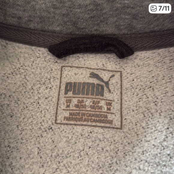Puma Men's Full Zip Logo Fleece Track Jacket with Kangaroo Pockets Size Medium - Picture 6 of 10